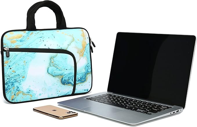 11 11.6 12 12.1 12.5 inches Laptop Sleeve Chromebook Case Ultrabook Case Notebook Sleeve PC Messenger Bag Tablet Case Neoprene Handle Sleeve for Adult Men Women, Two Pockets (Vast Ocean)