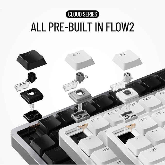 LOFREE Flow2 Low-Profile Mechanical Keyboard, CNC Aluminum Body with Gasket Mount, Tri-Mode Wireless, Hot-Swappable & VIA Compatible, Side Touch Bar, for Mac/Windows (Space Gray, 68 Keys)