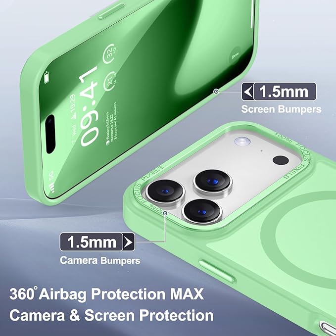 Newfuture Magnetic for iPhone 17 Pro Max Case [Compatible with Magsafe] [Military Grade Drop Protection] Translucent Matte Anti-Scratch Shockproof Protective Phone Cover 6.9 Inch, Matcha Green