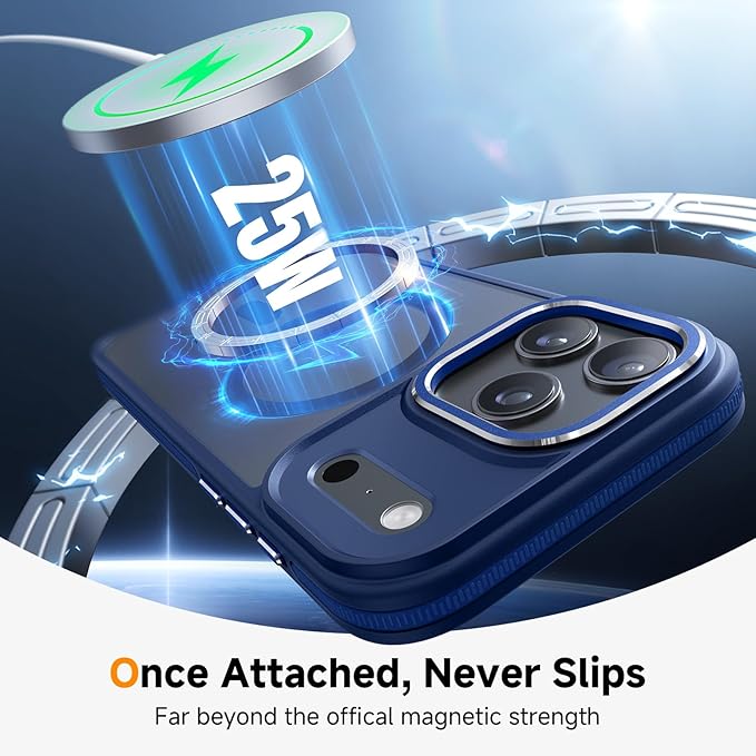 Magnetic 3 in 1 for iPhone 17 Pro Max Case, [Omni-Directional Protection] with 1x Screen Protector + 1x Camera Cover, [Seamless Work with Magsafe] Protective Silm Case for iPhone 17 Pro Max Deep Blue