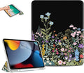 for iPad (A16) 11Th/10Th Generation Case 2025/2022,for iPad Case 11Th/10Th Generation,10Th/11Th Gen Slim Cover Pencil Holder & 2 Viewing Angles & Typing Stand, Colourful Flowers on Black