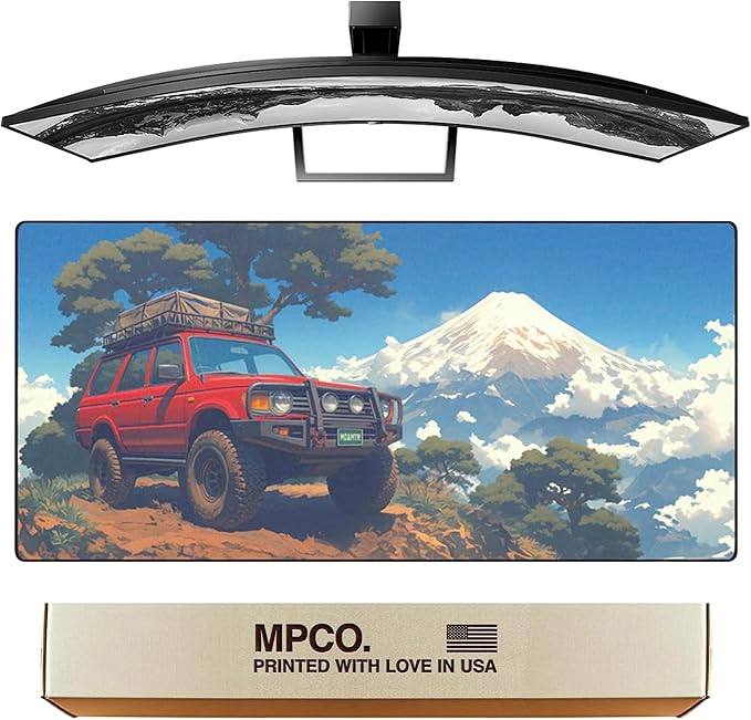 MPCO. Original Large Gaming Desk Mat – 36" x 17" Duraglyde Manga Motors Osakas-Overlander Full Desk Mouse Pad for Smooth Precision – Non-Slip, Washable Extra-Large PC Mouse Pad for Gaming Sessions