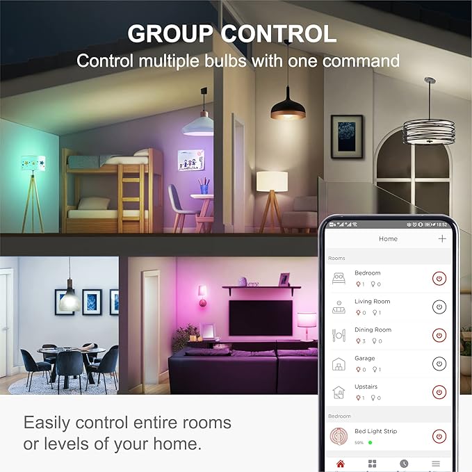 Sengled Smart Bulb, WiFi Light Bulbs, Color Changing Light Bulb, Smart Light Bulbs that Work with Google Assistant, A19 RGB Light Bulb No Hub Required, 60W Equivalent 800LM CRI>90, 1Pack