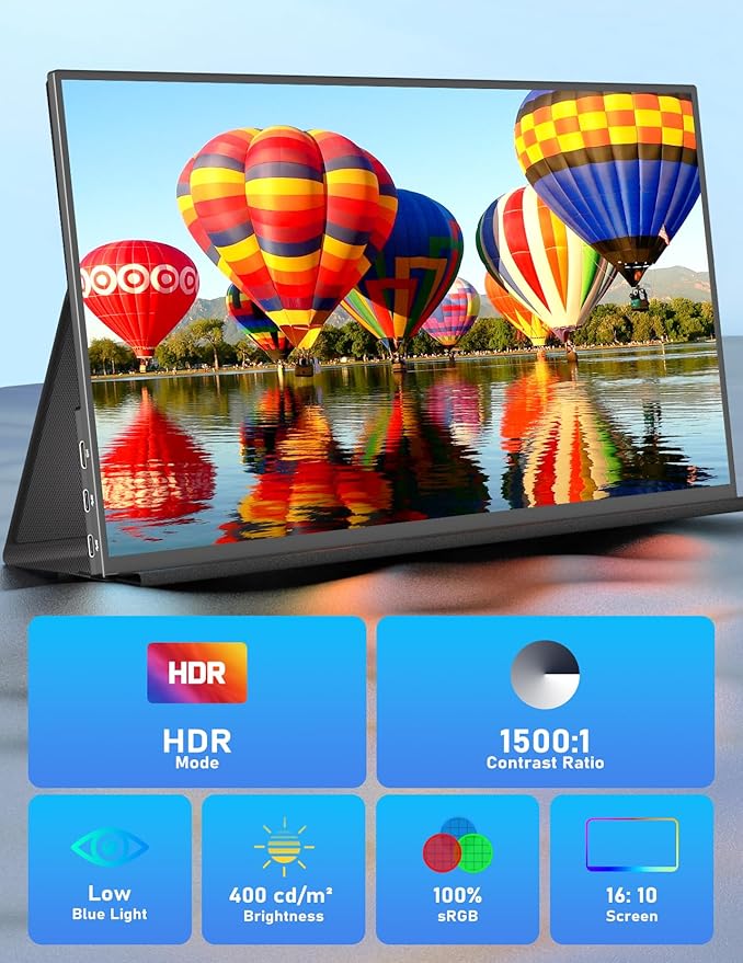 KEEPTIME 14.5" UHD IPS Matte Laptop Monitor, Slim Lightweight 1500:1 Dual USB-C HDMI Computer Gaming Display with Speakers, Travel Monitor for PC Phone PS5/4 Xbox Switch