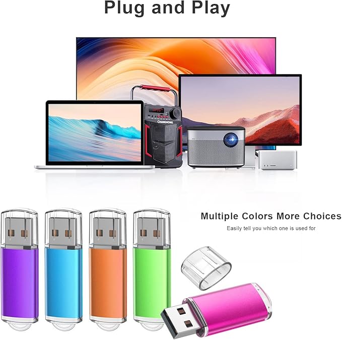 K&ZZ 4GB USB Flash Drive 5 Pack USB 2.0 Memory Sticks Flash Drives Easy-Storage 4G Thumb Drive Gig Stick Zip Drive Pen Drive, Multicolored