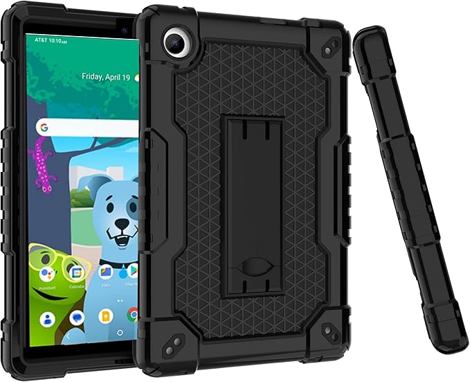 Case for for AT&T Amigo Jr. Tab 8 inch Tablet 9136K - [Built-in Kickstand] Anti Slip Kids Friendly Shockproof Silicone Protective Cover (Black)