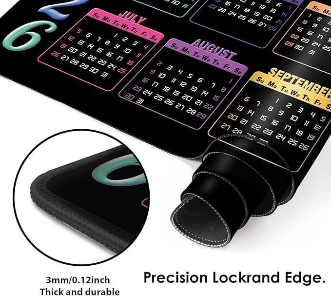 Galdas Gaming Mouse Pad XXL XL Large Long Extended Big Mousepad Non-Slip Rubber Keyboard Mouse Pad with Stitched Edges for Laptop Home Office (2026 Calendar, 31.5 * 11.8)