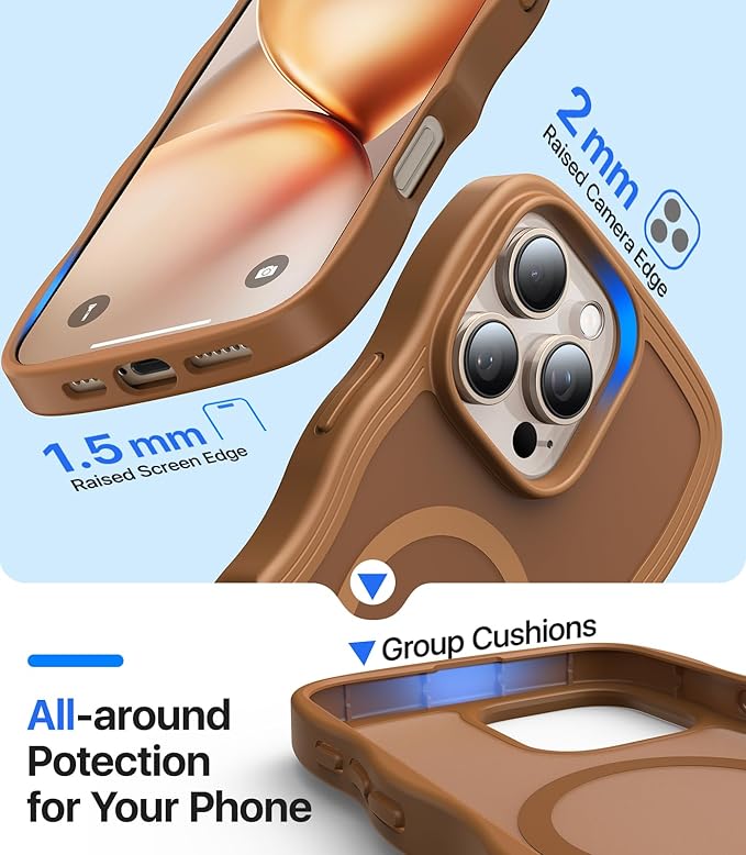 Magnetic for iPhone 16 Pro Case,[Compatible with MagSafe][Military-Grade Drop Protection][Anti-Yellowing] Shockproof Protective Translucent Matte Cover for iPhone 16 Pro Phone Case,Brown