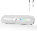 SOULION Computer Speakers for Desktop, USB Powered Bluetooth PC Speaker with Led Light, 3.5mm Aux Soundbar with Rotary Volume Control Button for Laptop Monitor White