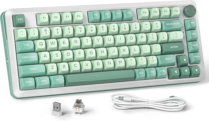Redragon K681 Wireless Mechanical Keyboard, Gasket Mounted RGB Gaming Keyboard with Volume Knob, MDA-Profile, Pre-Lubed Linear Switches, 81 Keys 75％ Tri-Mode Hot Swappable for PC/Xbox/Ps4/5