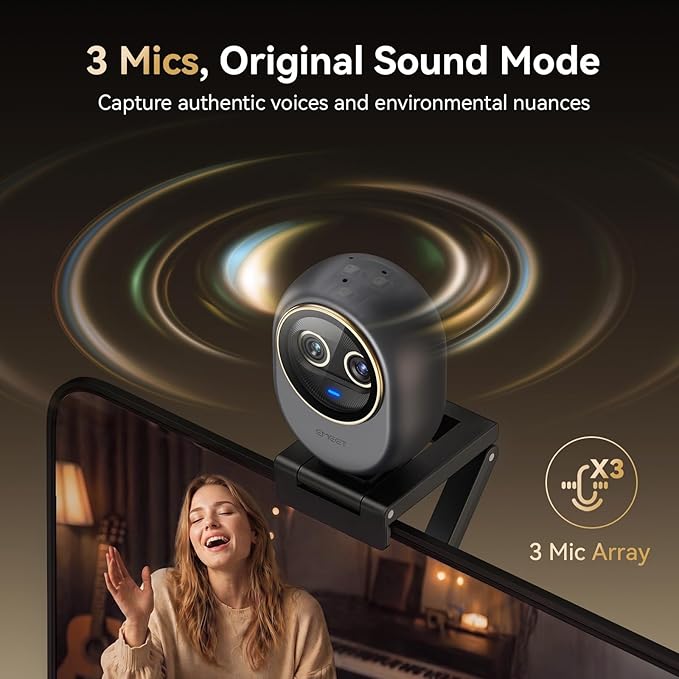 EMEET Piko Dual-Camera 4K Webcam for Streaming, Wide-Angle & Telephoto Cameras, Max 11X Hybrid Zoom, 0.2s Autofocus, Remote Control, 3 Mics, Panda Privacy Cover, USB C-C&C-A, for Streaming/Work/Study