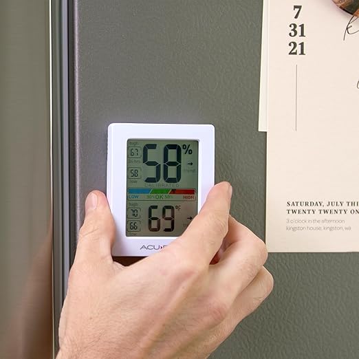 AcuRite Humidity Meter Hygrometer and Indoor Digital Thermometer with Temperature Gauge and Humidity Gauge, Room Thermometer Comfort Scale, 3 x 2.5 Inches, White (01083M)