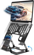 Alloy Steel Laptop Stand, Ergonomic Computer Stand, Desktop Laptop Riser, Compatible with MacBook Air/Pro, Dell, HP, Lenovo and Other 10-18 Inches Laptops, Black
