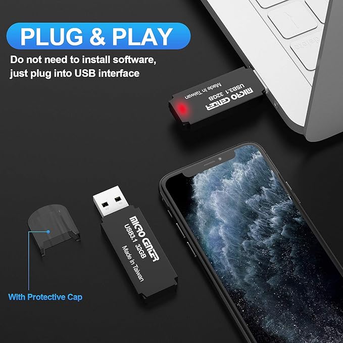 Micro Center Pro 2 Pack 32GB USB 3.1 Gen1 Flash Drive Faster USB Stick External Data Storage Thumb Drive (32GB 2-Pack, Black)