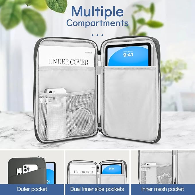 Dadanism 9-11" Tablet Sleeve Bag Carrying Case for iPad (A16) 11th Gen 11", iPad 10th Gen 10.9" Air 5/4, iPad Air M4/Pro 11", iPad 9/8/7th, Galaxy Tab A11+ Plus 11", Remarkable 2 10.3", Dark Gray