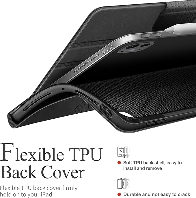 auaua Case for iPad Pro 13 Inch (M5/M4) 2025/2024, PU Leather Case with Pencil Holder, Supports Pencil Pro and Pencil(USB-C), Adjustable Angles, Auto Sleep/Wake (Grey)