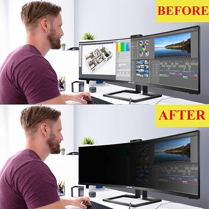 40 Inch Privacy Screen Filter for 21:9 Curved Ultrawide Monitor | Privacy Shield | Anti Glare | Anti-Blue Light | Eye Protection | Anti Spy | Computer Security Private Filter Protector