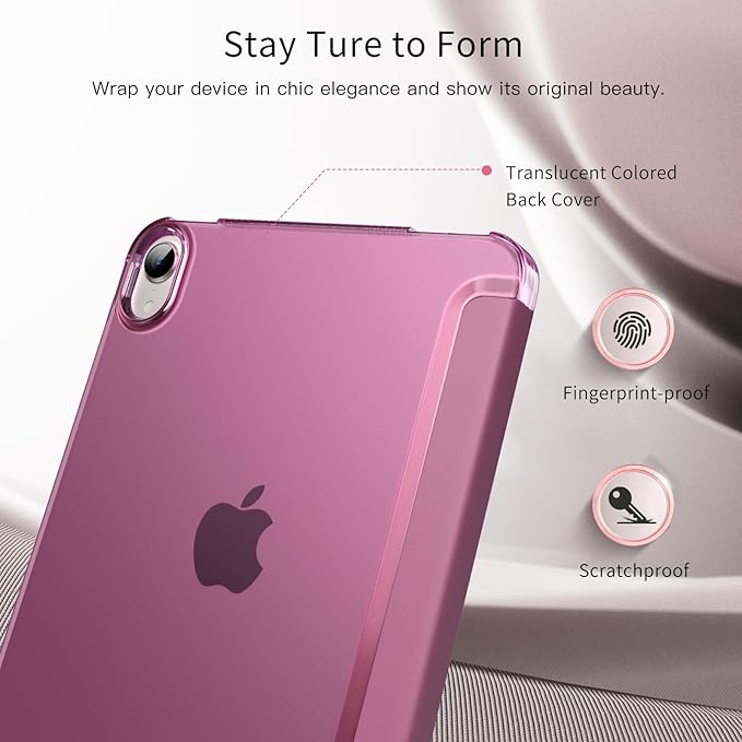 MoKo for iPad mini 7 (A17 Pro) Generation Case 2024, iPad mini 6 Case 2021, 8.3-inch Slim Lightweight Protective Hard Back PC Shell Stand Cover Support Touch ID, Auto Wake/Sleep, Smokey Purple