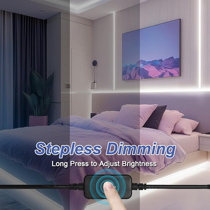 White LED Strip Lights, 32.8ft Dimmable Bright 12V LED Light Strip 8000K Pure White, 600 LEDs Flexible Tape Rope Lights for Bedrooms, Kitchen, Mirror, Living Room,Home Decoration