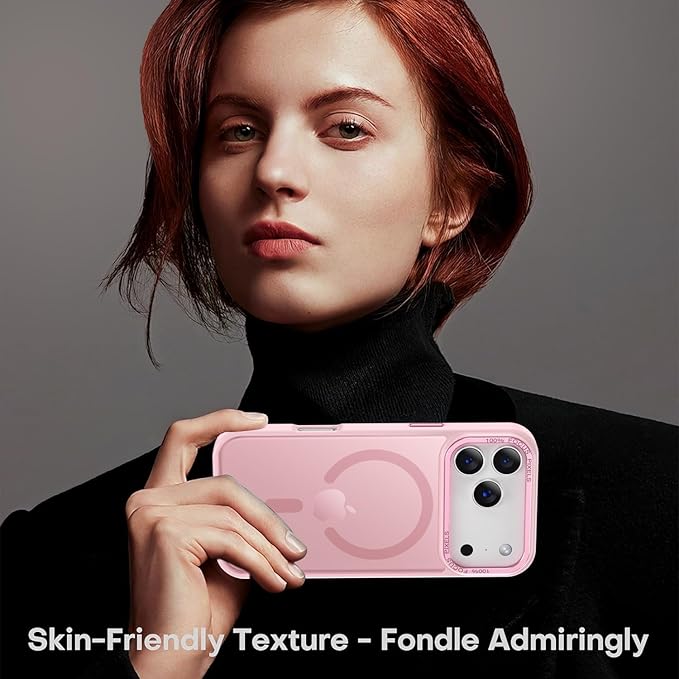 Newfuture Magnetic for iPhone 17 Pro Case [Compatible with Magsafe] [Military Grade Drop Protection] Translucent Matte Anti-Scratch Shockproof Protective Phone Cover 6.3 Inch, Tender Pink