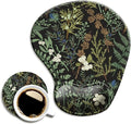 Ergonomic Mouse Pad with Wrist Support and Coaster,Mouse Pads with Non-Slip PU Base for Home Office Working Studying Easy Typing & Pain Relief Botanical Flowers