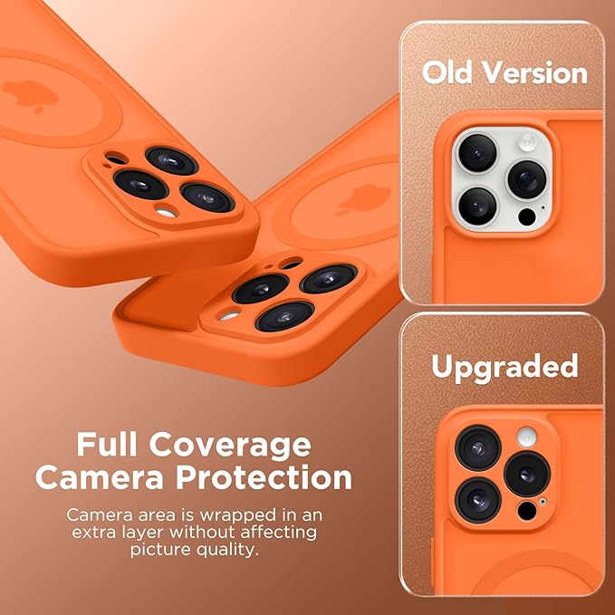 CAPRARO Magnetic for iPhone 15 Pro Max Case, [Compatible with MagSafe] [Full Camera Protection] Shockproof Protective Slim Translucent Matte Phone Case for iPhone 15 Pro Max 6.7'', Orange Yellow