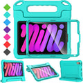 SUPLIK Kids Case for iPad mini 7 (A17 Pro) 2024 & Mini 6 2021, iPad mini 6th/7th Generation Case with Screen Protector, Durable Shockproof Handle Stand Cover for 8.3-inch iPad mini 6/7 Gen, Cyan