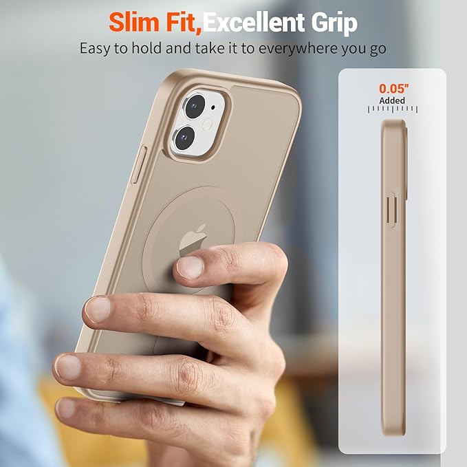SUPFINE Magnetic for iPhone 11 Phone Case(Compatible with MagSafe)(Military Grade Drop Protection) Slim Translucent Matte Shockproof with Anti-Fingerprint Phone Case,Desert Gold