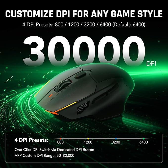 Black Shark Funcooler Wireless Gaming Mouse, Active Cooling & Heating, Dual 8KHz Polling Rate, 30K DPI Optical Sensor, Tri-Mode Wireless, Charging Dock, Ergonomic Right-Hand for PC/Mac