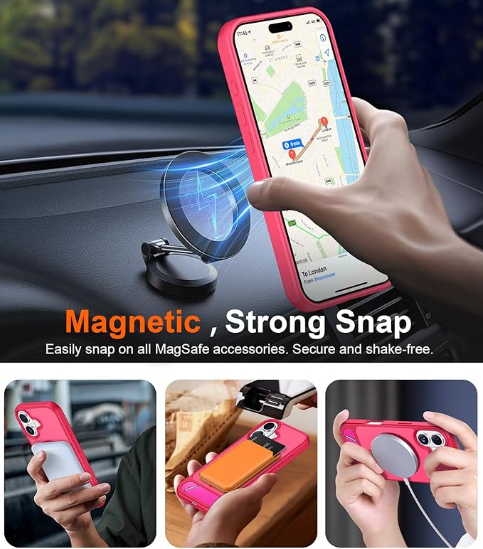 Magnetic Compatible with iPhone 16 Plus Case, [Built-in Invisible Kickstand][Compatible with MagSafe][Military Grade Shockproof] Slim Translucent Matte Phone Case for iPhone 16 Plus 6.7"