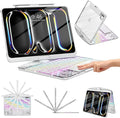 TSQQST Clear Wireless Keyboard Case for iPad Pro 11 Inch (M5/M4) 2025/2024 with Pencil Holder & Multi-Touch Trackpad, Visible PCB, 3-Brightness & 7-Color Backlight, 360° Rotating Stand, White