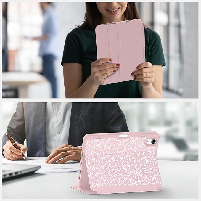 Supveco Case for iPad mini 7 (A17 Pro) 2024/iPad Mini 6 2021 8.3 Inch with Pencil Holder-[Auto Wake/Sleep],Slim Protective Case with Soft TPU Back Cover for iPad mini 7th/6th Generation-Pink