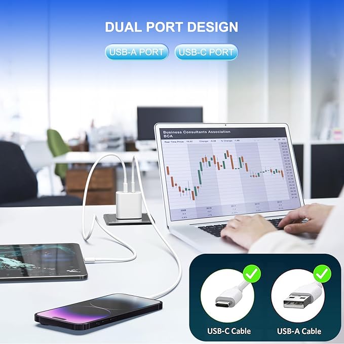 4 Pack i Phone 17 16 15 14 USB C Charger Block, iGENJUN 20W Dual Port QC + PD 3.0 Power Adapter Wall Charger, Double Fast Plug Charging Brick for i Phone 17/17 Pro/16/15/14/X, Galaxy - White