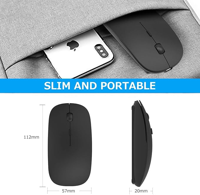 PEIBO Bluetooth Wireless Mouse for Laptop mac MacBook ipad MacBook air MacBook pro pc Desktop Computer Windows Chromebook Notebook (Black)