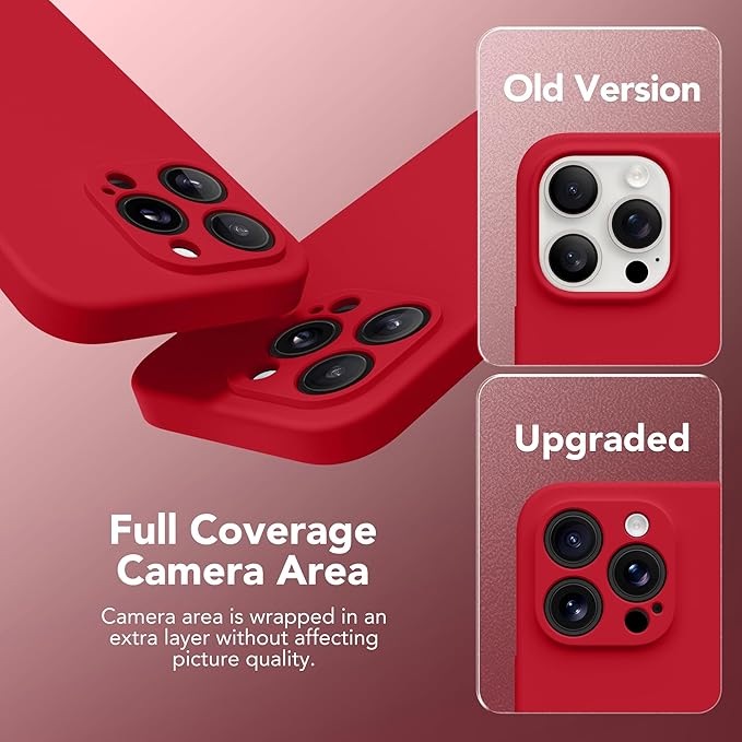 Magnetic for iPhone 15 Pro Max Case, Compatible with MagSafe, [Full Camera Protection][Screen Protector] Silicone Shockproof Protective Phone Case for iPhone 15 Pro Max 6.7", Deep Red