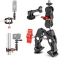 Clamp Camera Mount for DJI Osmo Action 6 5 4 360 Nano for Insta360 X5 X4 Air Go Ultra for Gopro Hero 13 12 11 MAX 2 Metal Fence Motorcycle Bike Mount Handlebar 1/4" Threads Accessories