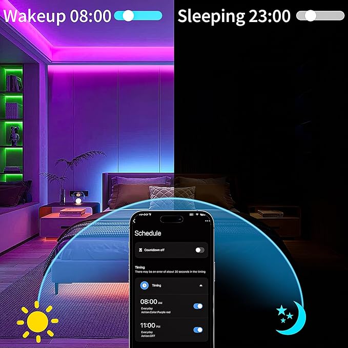KSIPZE LED Strip Lights 50FT, RGB LED Lights for Bedroom, Smart APP Control LED Lights, Music Sync, DIY Multiple Colors, Flexible Color Changing LED Strip Lighting for Home Room Decor