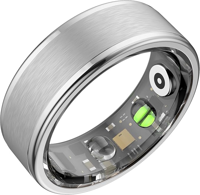 Smart Ring for Women Men,Fitness Ring with 24/7 Activity Tracking,Stress,Sleep Monitoring,No APP Subscription Fees,Compatible with iOS & Android, HarmonyOS Silver, 8#