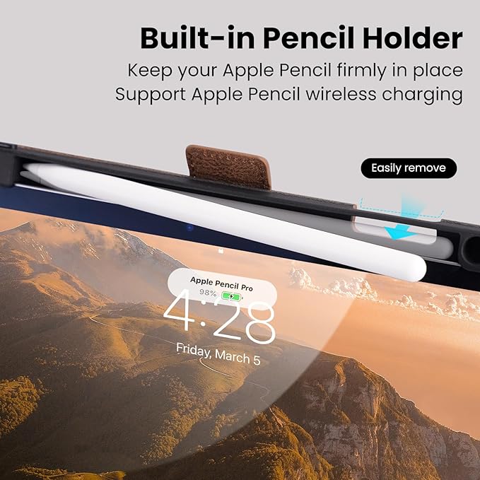 Case for iPad Air 11 Inch M4/M3/M2 (2026/2025/2024),iPad Air 5th/4th Generation 10.9'' Folio Cover with Pencil Holder Pocket,Magnetic Closure,Multi Angles Stand,Auto Sleep/Wake,Dark Brown
