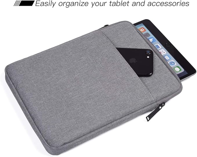 Tablet Sleeve Case for 11" Samsung Galaxy Tab A9+/ Galaxy Tab S6 Lite, iPad Air M4 M3, Pro 11 M5,iPad 9/8/7 10.2 Bag, Light Grey