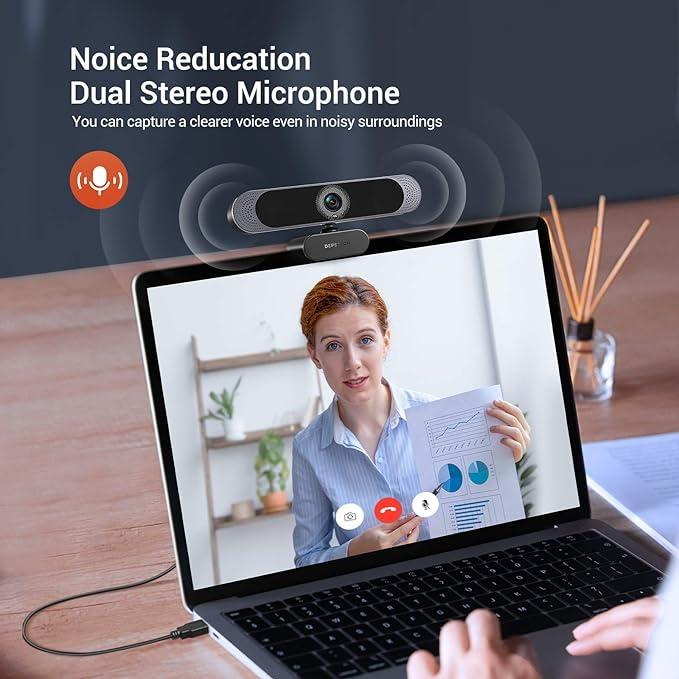 DEPSTECH 4K Webcam, DW49 HD 8MP Equipped with Sony Sensor Autofocus Webcam with Microphone, Privacy Cover, Plug Play USB Computer Web Camera for Pro Streaming/Online Teaching/Video Calling/Zoom/Skype