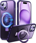 Chicfun 3-in-1 [Magnetic+Kickstand+Ring Holder] for iPhone 15 Plus Case with Stand Ring Holder， Compatible with MagSafe, Military Shockproof Kickstand Phone Case iPhone 15 Plus Cover Purple