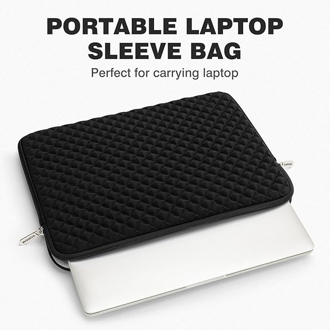 RAINYEAR 13 Inch Laptop Sleeve Diamond Foam Case Bag Compatible MacBook 14", 13.3" MacBook Air/Pro A3449 A3113 A3240 A2681 A2337 A2338 & for 13.3" PC Notebook Chromebook (Black)