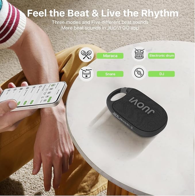 JUOVI Clip Wireless Portable Bluetooth Speaker, 24H Playtime Mini Shower Speaker IP68 Waterproof & Dustproof HD Sound Integrated Carabiner, for Home Outdoor and Travel
