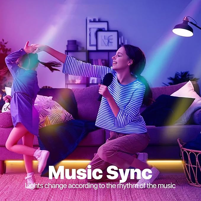 ORALUCE Smart Light Bulbs, WiFi＆Bluetooth E12 Smart Bulbs That Work with Alexa Google Home Compatible, 40W Equivalent Type B LED Light Bulb, RGBCW 2700-6500K Color Changing, 5W 450LM, 4Pack, (C37-5W)