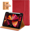 DTTO Case for iPad Pro 11 Inch 4th / 3rd / 2nd / 1st Generation 2022/2021/2020/2018,Premium PU Leather Folio Stand Cover with Hand Strap, Auto Wake/Sleep,Multiple Viewing Angles, Red