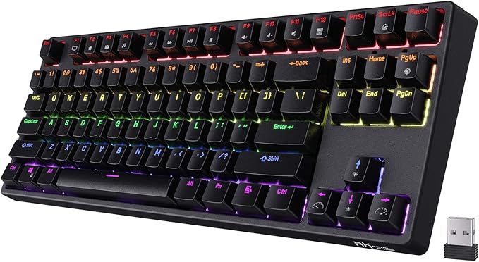 RK ROYAL KLUDGE RK87 Sink87G RGB 80% Mechanical Keyboard, Wireless 2.4G Tenkeyless Mechanical Keyboard with Programmable Software, 87 Keys, Tactile Brown Switches