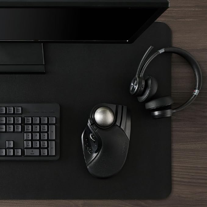 ELECOM Huge Plus Wireless Trackball Mouse, Ergonomic 52mm Large Ball, Multi-Connection Bluetooth, 2.4GHz Wireless, Wired, 10 Programmable Buttons, Rechargeable, Silent Clicks, for Windows PC Mac iPad