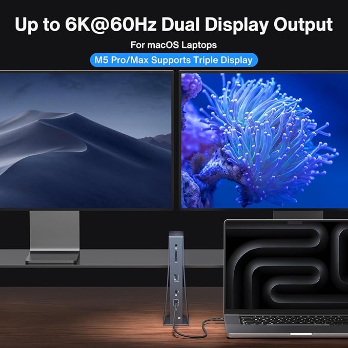 iVANKY Intel Certified Thunderbolt 5 Dock Upgrade FusionDock Pro 3 Docking Station with 11-Port 180W Power, Single 8K, Dual 6K@60Hz for MacBook Pro/Max Series, Dual 8K@60Hz for Window, 120Gbps, 2.5GbE