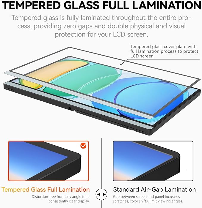 Intehill 14" Portable Monitor, 1200P Self-Standing Portable Screen with Full Laminated Tempered Glass, 16:10 USB-C HDMI External Display with Speakers, Travel Monitor Second Screen for Laptop, F14ZA